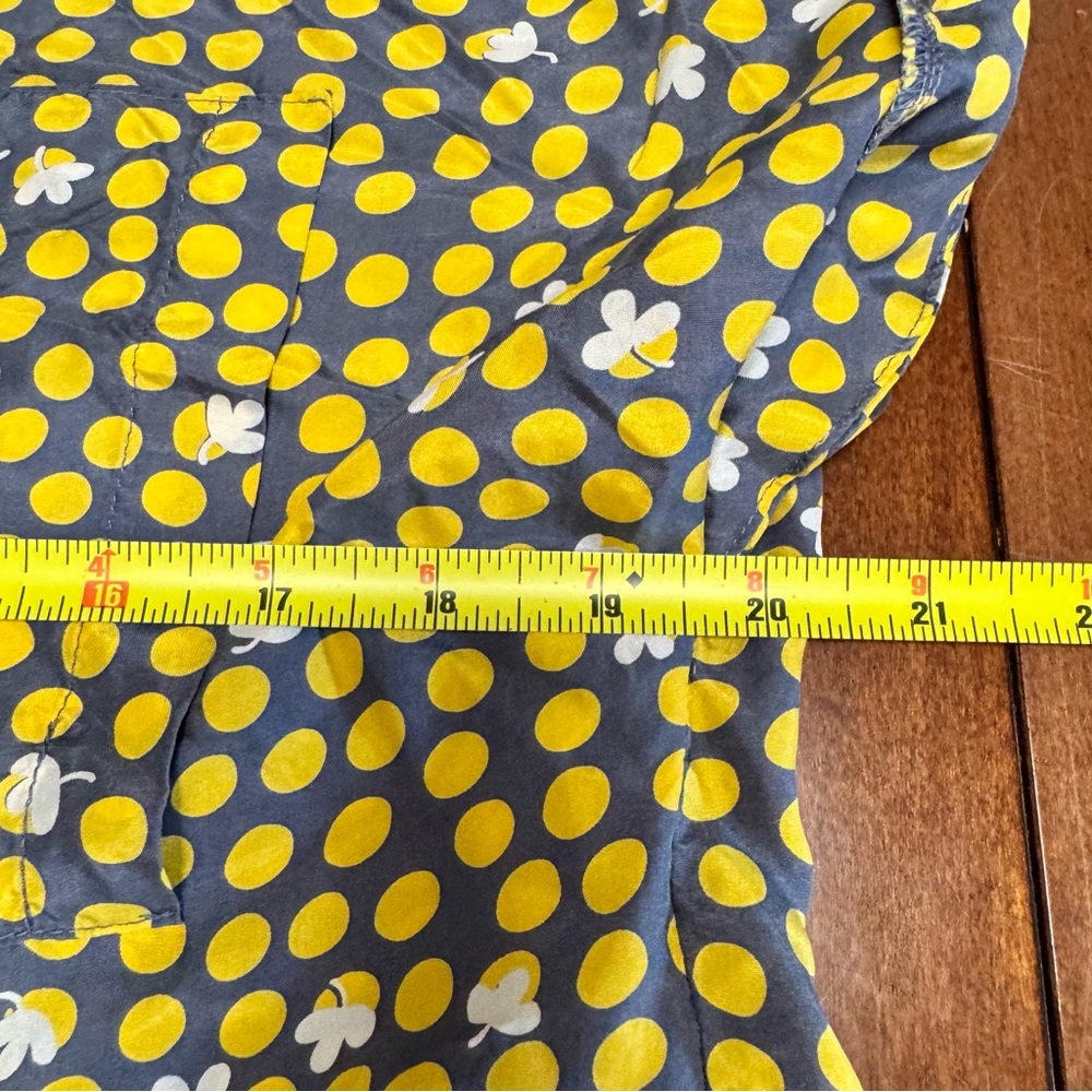 CAbi 100% Silk Clover Polka Dot Yellow Blouse Style #183 Button Down Boxy Cut XS - Picture 10 of 12
